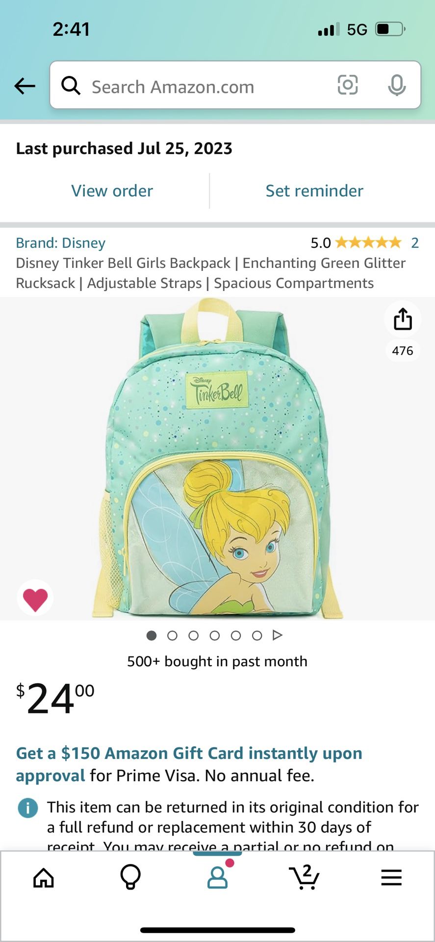 Tinkerbell kids Backpack
