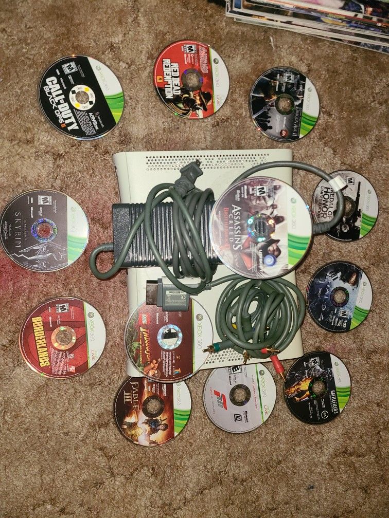 Xbox 360 With Several Games (No Controller Or HDD Included)