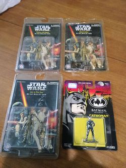3 - 1997 Star Wars &1- 1991 Batman Returns Figures, In Original Packages