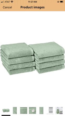 Amazon basics Lightweight quick-dry hand towels - 100% cotton, 8-pack, 28 x 16 inches, seafoam green