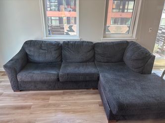 Dark Gray Fabric Sectional Sofa with Chaise