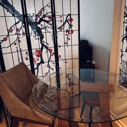 Crate & Barrel Tate Glass Dining Table + Free Chair 