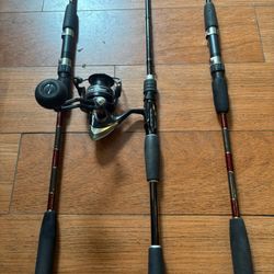 Fishing Three Jigging Rods