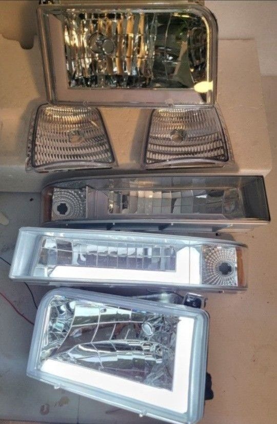 92-96 Ford F150 F250 F350 Bronco LED DRL Headlights Luces Micas Calaveras Faros Faroles Focos Headlamps 