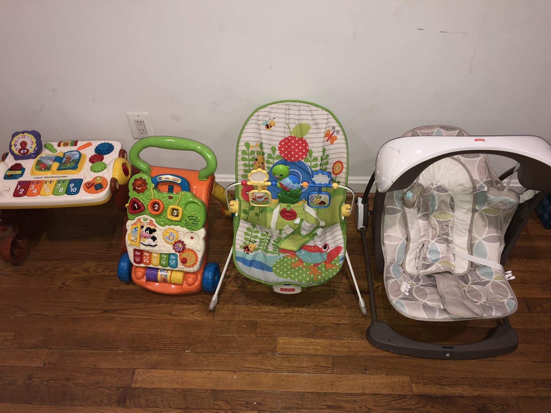 Baby chair swing, bounce chair & toys. All for $50
