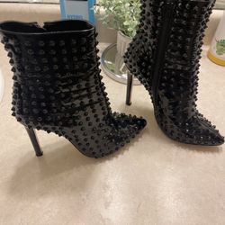 Black Studded Stiletto Boots Size 9 