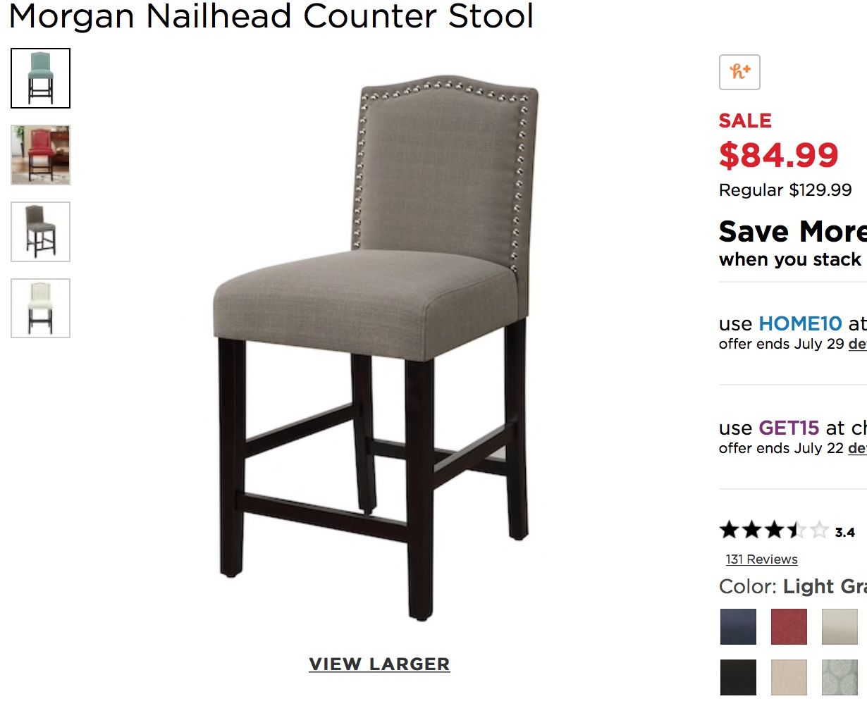 Morgan Nailhead Counter Stool Dolphin