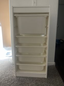 White Storage Bin Cabinet