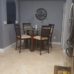 High Glass Table Dining Room Set