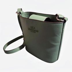 Coach green leather crossbody bag