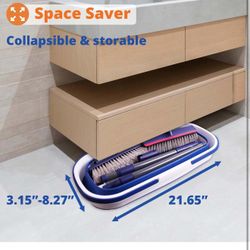 Collapsible Mop and Bucket Set, Bafezoze Microfiber Dust Mop, Floor Scrubber, Grout Brush with Long Handle for Bathroom RV Tile Cleaning