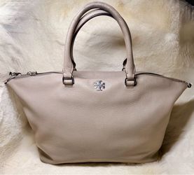 Tory Burch Frida Pebbled Leather Satchel Shoulder Crossbody Bag Taupe