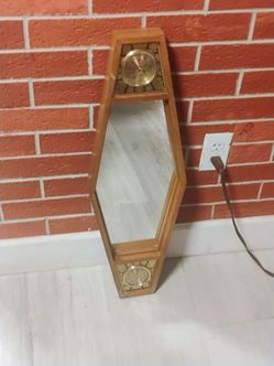 Rare Mid Century Modern mirror barometer combo
