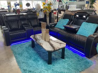 🚨🚨Beautiful  Power Reclining 2 Pc Sofa And Loveseat  With Led Lights Only $2699 Free Rug🚨🚨