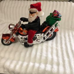Vintage Dan Dee Animated Musical Santa On Motorcycle 