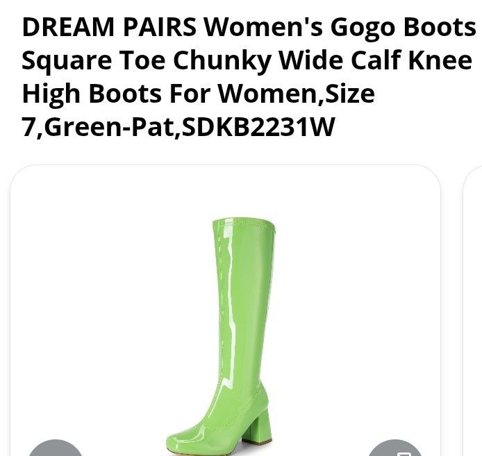 Like New Lime Green Neon Patent Leather Knee-high Costume Boots Boots