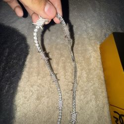 The Gold Gods White Gold 20" Barbed Wire Tennis Chain