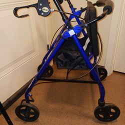 Drive Medical Walker Cobalt Blue Very Nice Extra Rigid Construction On This One! Professionally Assembled Great Color Under Seat Storage And More