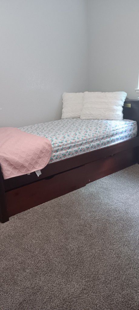 Bed frame with mattress and storage 