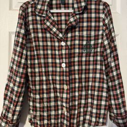 Ralph Lauren Pajama Top Long Sleeve Button Womens