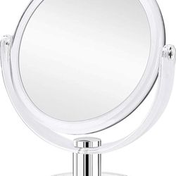 Magnifying Makeup Mirror Double Sided 7 Inch, 1X & 10X Magnification Mirror with Stand, Tabletop Makeup Mirror 360 Degree Rotation

