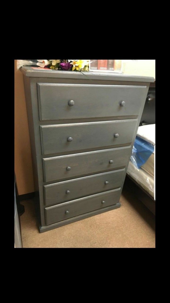 Pinewood Grey Dresser New 5 Drawers $299