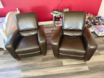 Italsofa Italian Leather Reclining Chairs – Pair – $650