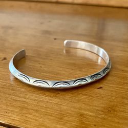 Native American Stamped Sterling Silver Cuff Bracelet size 6 3/4”