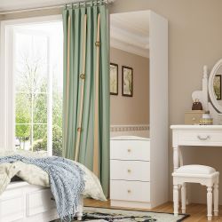 White Wood Entertainment Center TV Stand for TVs up to 75 in. with Tempered Glass Door Media TV Console, Drawers