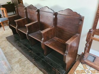 Antique Gothic Church Choir Chairs Stall Bench 