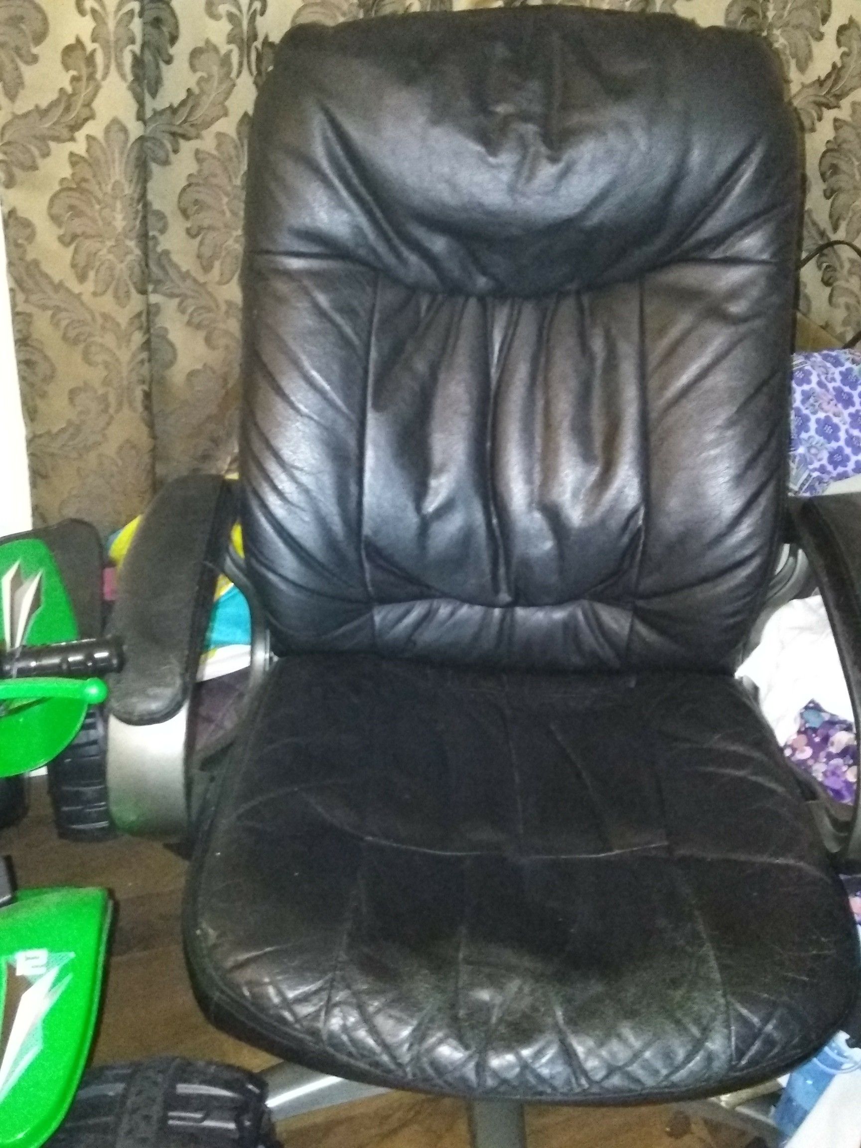 Black leather high back chair