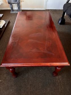 Red Lacquer Wood Coffee Table