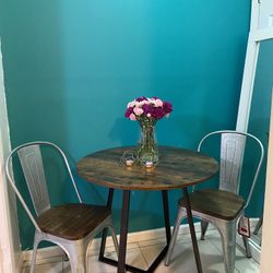 Wooden Table And 2 Chairs 