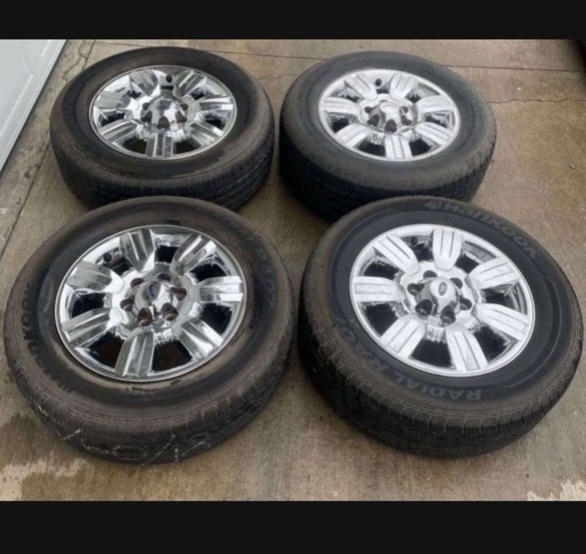 4 - 265/60r18 6x135 6x5.31 Chrome Stock Ford F-150 Expedition Rims Wheels With Good 80% Treads Tires!!!!!!!!!!!!!