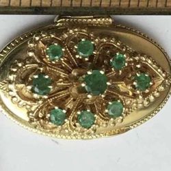 14k Vintage Emerald Locket Pendant