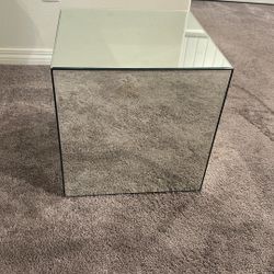 Cubed Mirror Accent Side Table