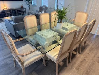 Unique Natural Coral Stone Dining Table + 8 Chairs