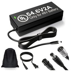 Hyleton 54.6V 2A Charger for 48V Lithium E-Bike Batteries - Connector Adapters