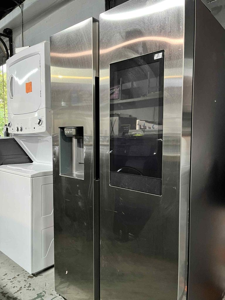 Samsung Refrigerator Side-By-Side With Large Family Hub And Stainless Steel