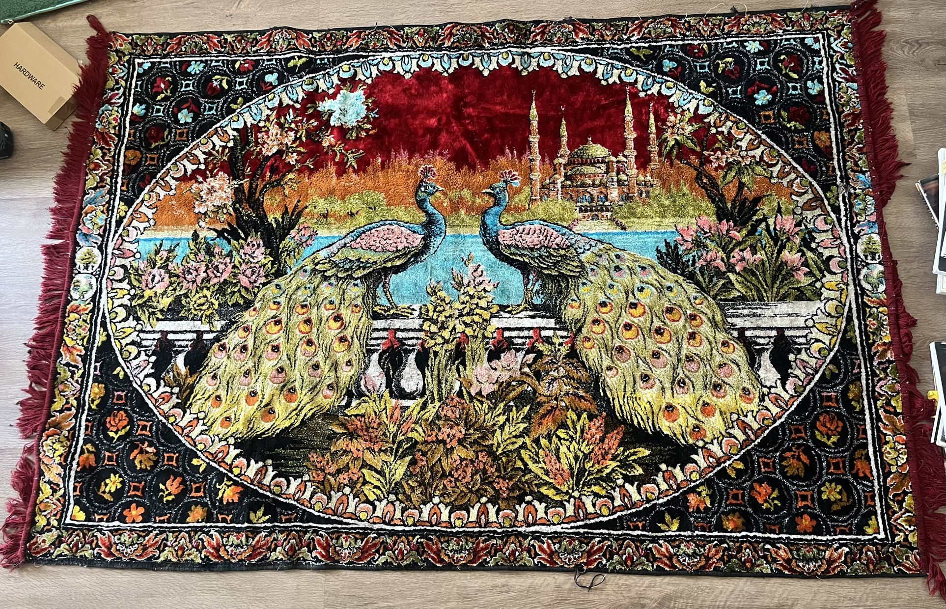 Vintage Velvety Peacock Rug