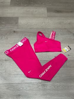Nike Pro Dri-FIT 2Pc Set Bra Leggings Fireberry Pink Women’s S NWT Training