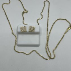 3 Piece 18K Gold Over Solid 925 Sterling Silver Twisted Rock Chain Necklace Bracelet Kite Earrings Set