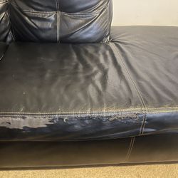 Faux Black Leather Sectional Queen Sleeper With Chaise