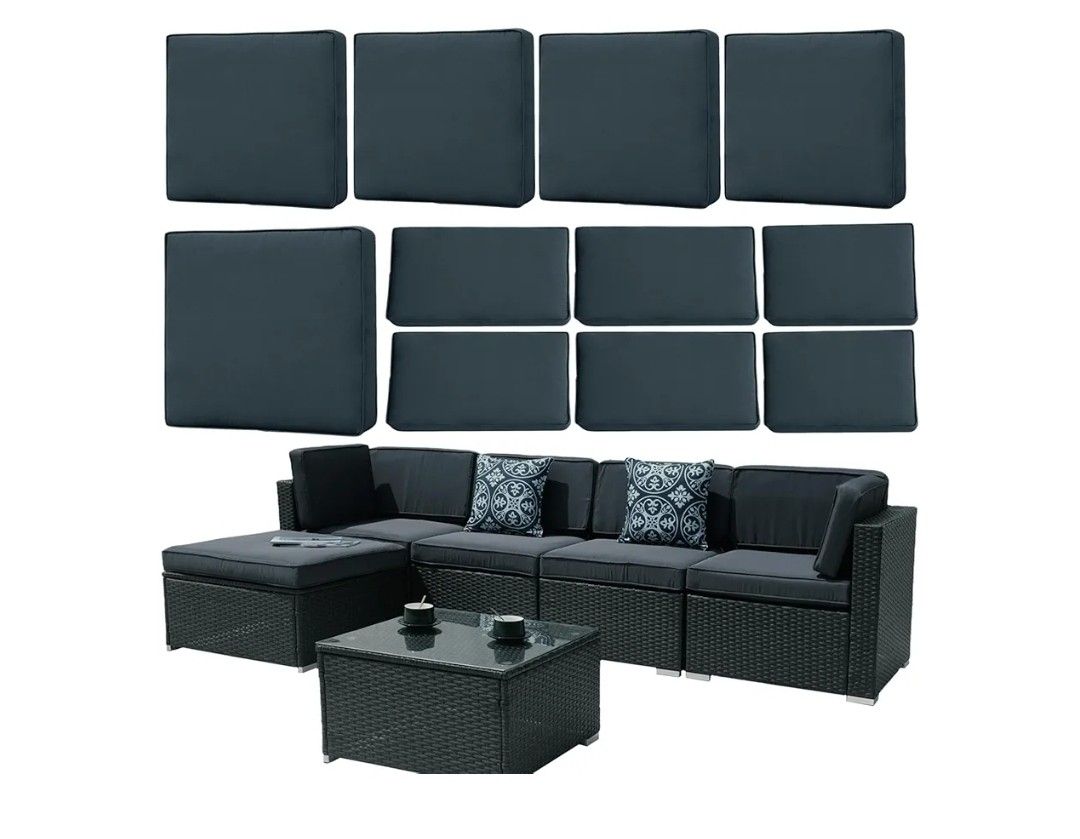 6983: 11Pieces Patio Cushion Covers Replacement,Waterproof Outdoor Cushions Covers for 6-Seaters Sofa,Slipcovers Set with Zippers,Washable Cover Only(