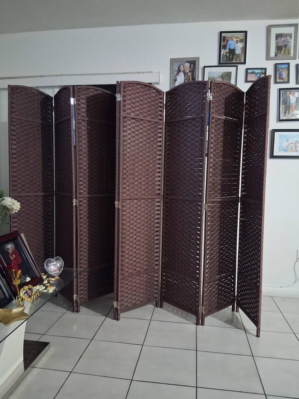 Large 8-Panel Wicker Room Divider / Privacy Screen - Excellent Condition