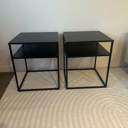 Set of 2 New Black Mid Century Modern End Tables 