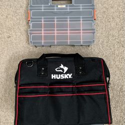 🔥GREAT DEAL🔥 Husky Heavy Duty Large Tool Bag Plus Small Part Organizer with Removable Divider