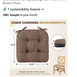 Downluxe Dining Chair Cushions. Set Of 6. Brown Color