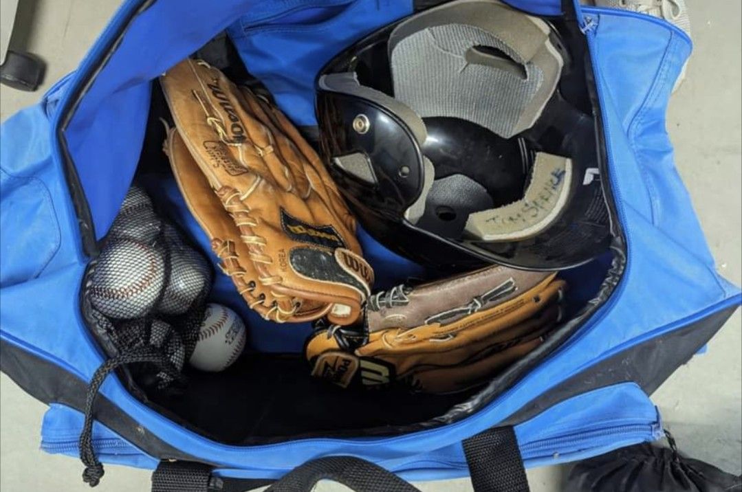Baseball Gear — Gloves, Helmet, & Bag