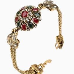 Elegant Vintage-Inspired Flower Charm Bracelet - Versatile & Exquisite Alloy Design, Mixed Colors, Retro, 1pc